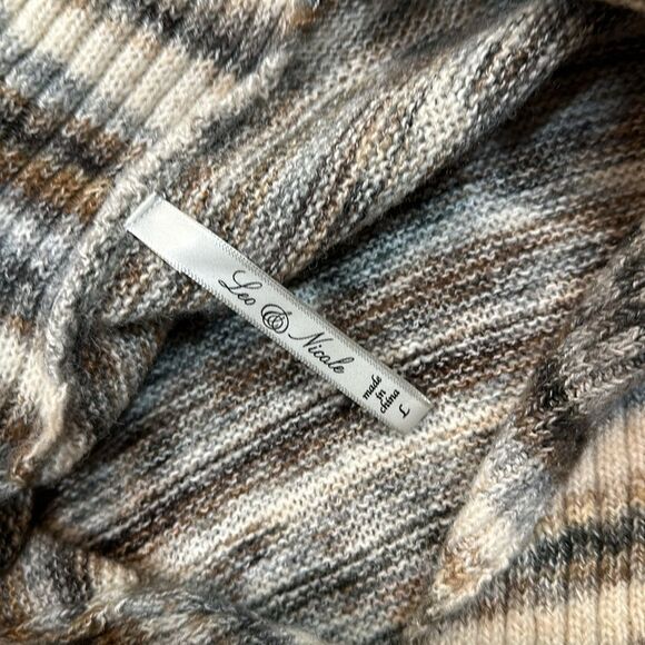 Leo & Nicole Multicolor Stripe Poncho V-Neck Cotton Wool Blend Women Size Large - Picture 5 of 7